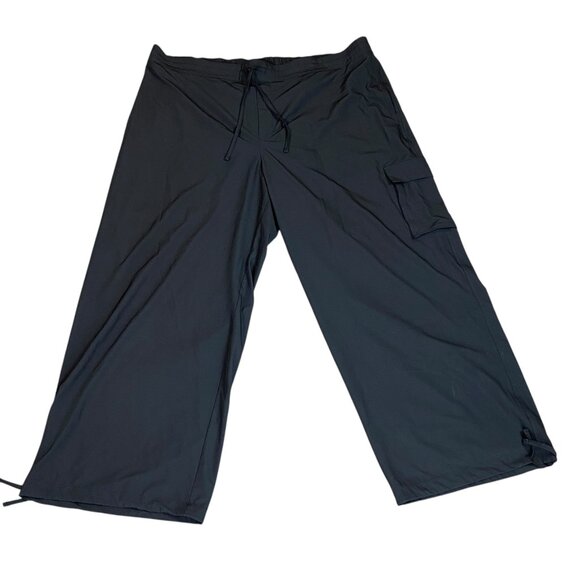 Never Not Hustling Drawstring Parachute Cargo Pants Sz XXL Tall Black #107M - Picture 1 of 9